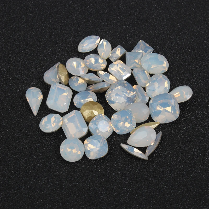 New High Quality K9 Crystal White Opal Glass Nail Art Rhinestone Pointback DIY Necklace Manicure Diamond 10PCS/30PCS