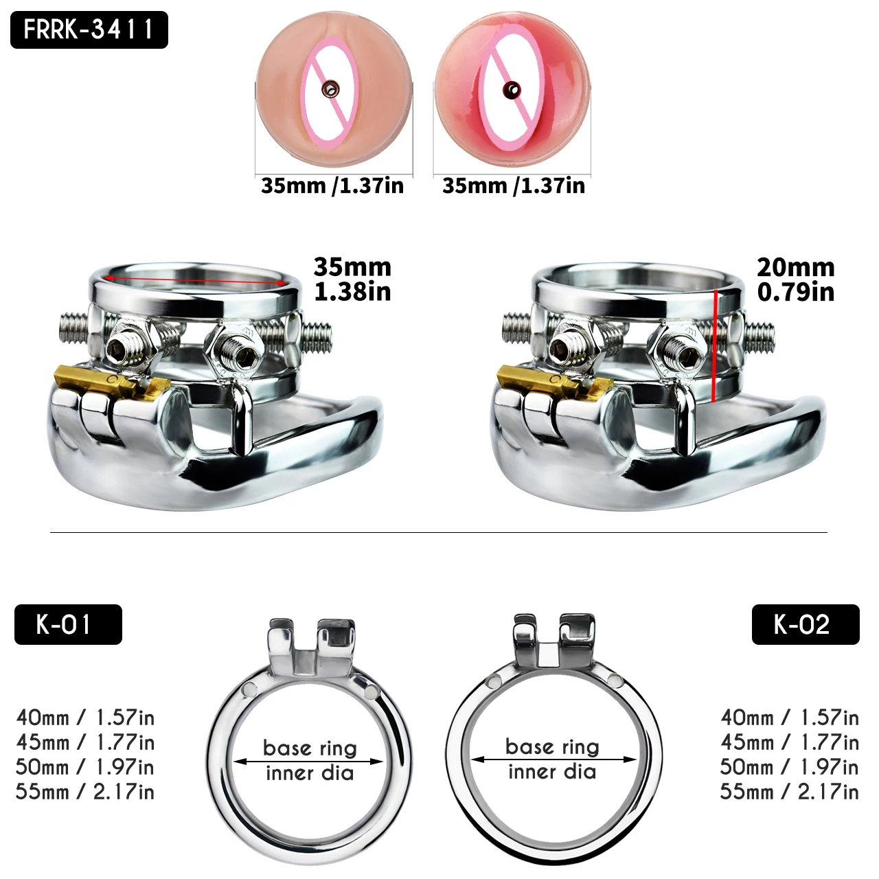 FRRK Dispositivo de Castidade Masculino de Aço Inoxidável com Bloqueio Uretral Erótico com Vagina de Silicone Decoração BDSM Brinquedos Sexuais para Homem 18+
