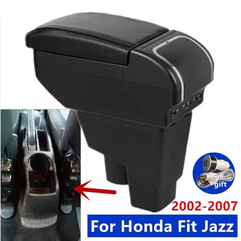 For Honda Jazz Armrest box For Honda Fit Jazz 1 Car Armrest 2002-2007 Arm Storage box car accessories 2003 2004 2005 2006 2007