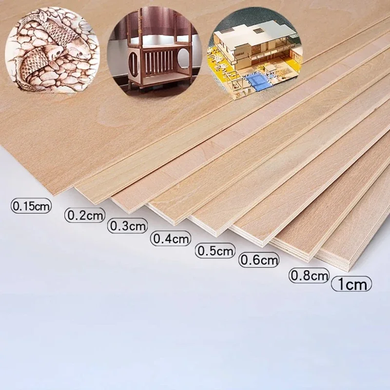 Thick1.5/2/3/4/5/6/7/8-10mm Basswood Board Model Craft Sheet Material for DIY Toys Building Carving Educational Part Accessories