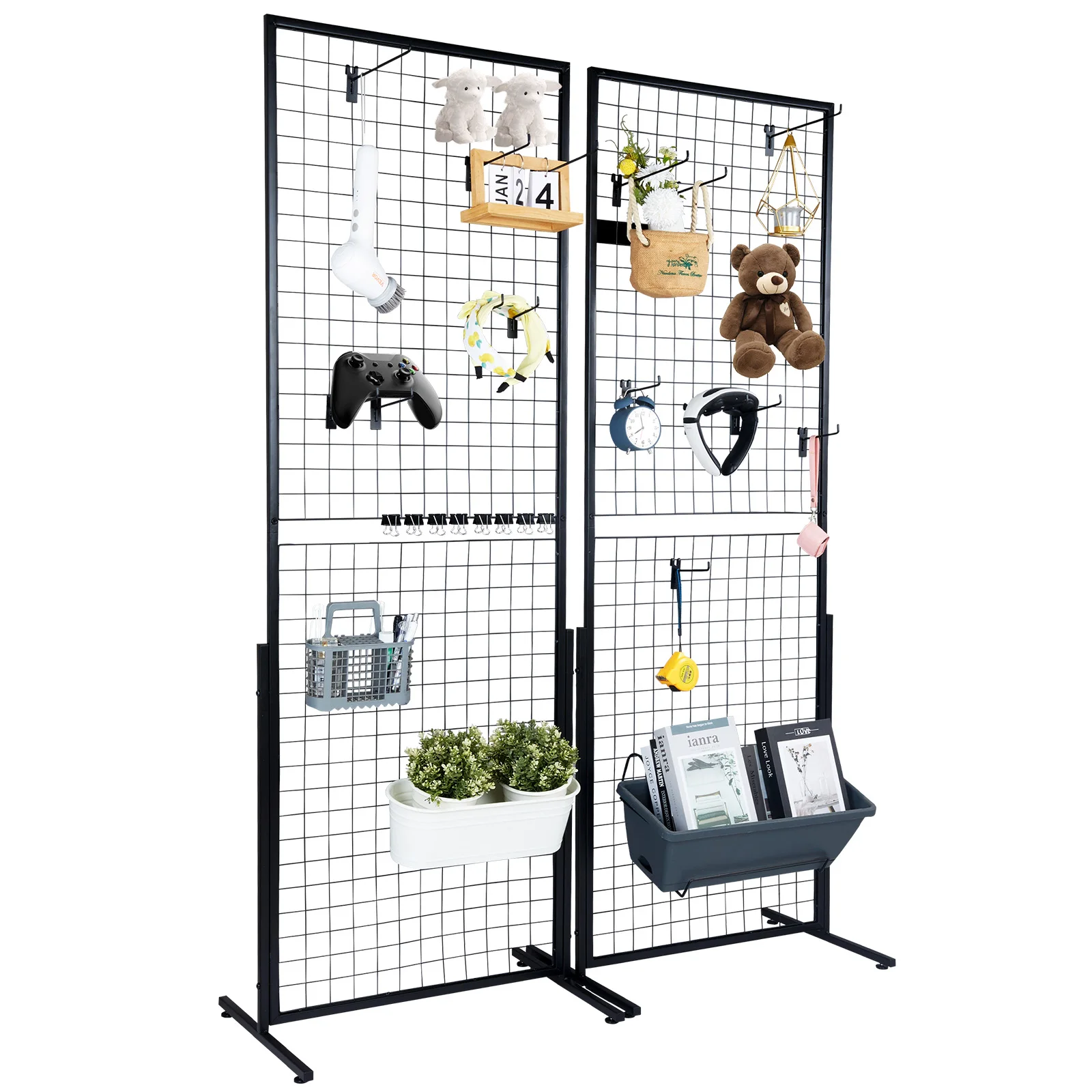 

Grid Wall Panels Tower Wire Gridwall Mobile Display Racks Double Side Gridwall Panels for Art Craft Shows Retail Display W/Hooks