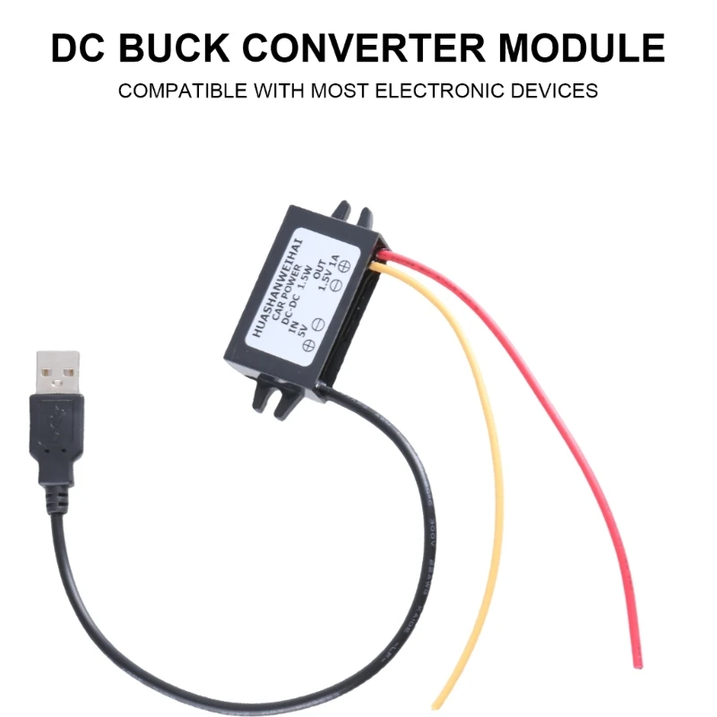 Modul Pengurangan Tegangan Tahan Air Konverter Daya Ujung Terbuka USB 5V2A .5V1A