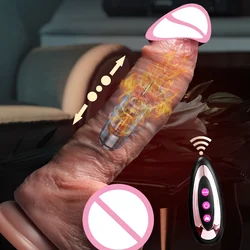 Erotic Dildo Telescopic Vibrator Female Vagina Penetration Realistic Large Penis Anal Plug With Female Sex Toys Heated Thruster