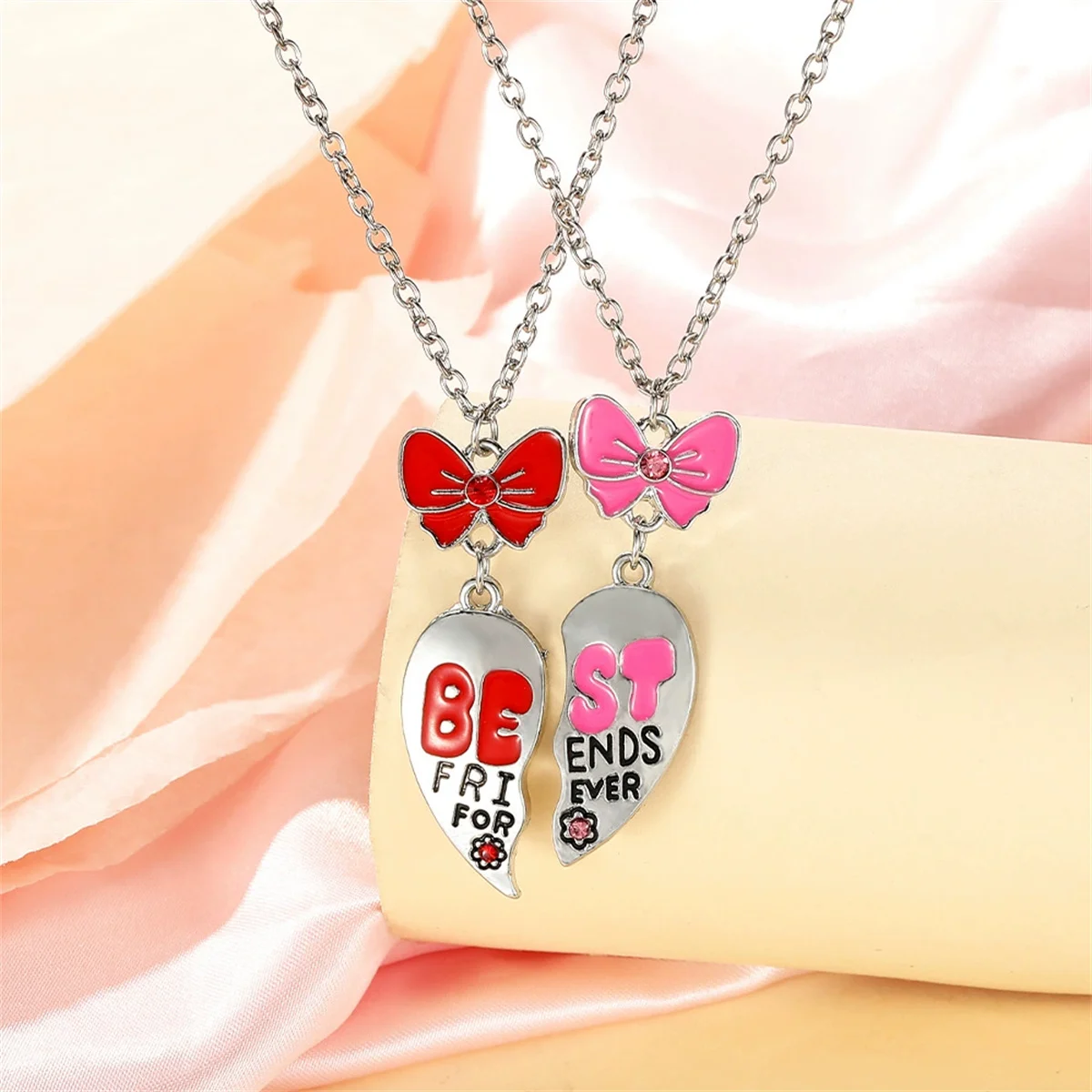 

2Pcs Butterfly Knot Love Necklace Fashion Sweet Pendant Korean Charm Jewelry Accessories Party Birthday Festival Gift Wholesale