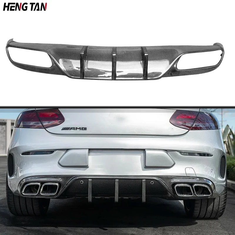 For Mercedes Benz C Class Two door W205 C63 C220 C260 Carbon Fiber Car Rear Bumper Lip Diffuser Spoiler Parts ED Style Body kit