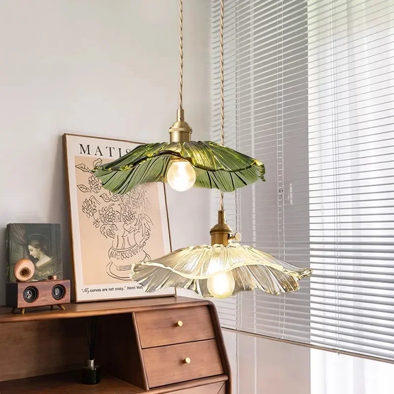 

2025 Classic Retro Brass Glass Pendant Light Warm Light Indoor Bedroom Bedside Dining Room Living Room Decoration Chandelier HOT