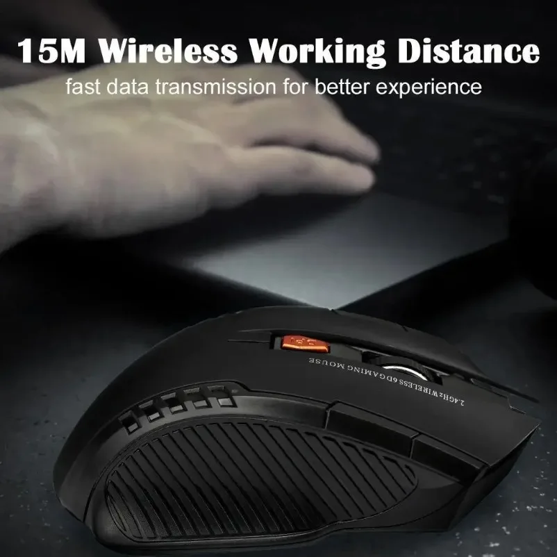 2.4g mouse sem fio 1600dpi mouse óptico gamer para computador 6 botões mouse sem fio com receptor usb para pc portátil acessórios