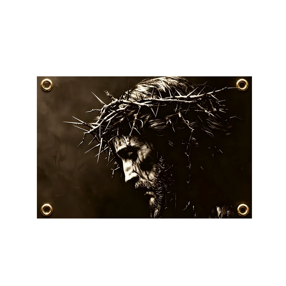 2x3ft 3x5ft Jesus Crown of Thorns Religious Art Flag Polyester Printed Banner For Home Chapel Indoor Outdoor Wall Hanging Decor