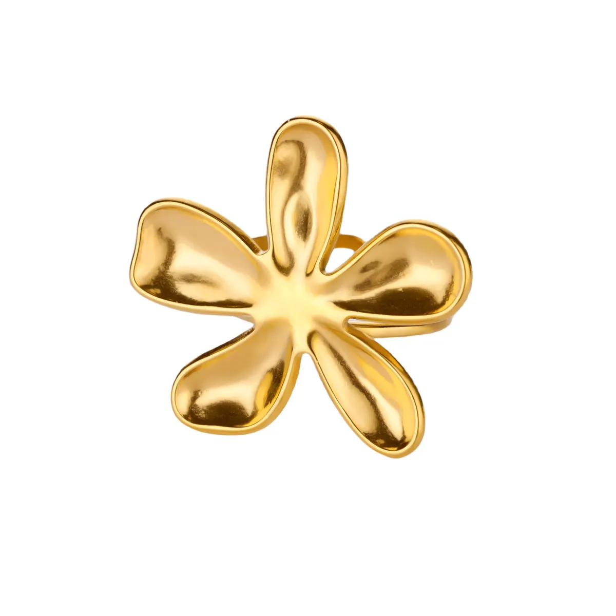 الفولاذ المقاوم للصدأ زهرة خواتم للنساء الفتيات 18K مطلية بالذهب زهرة حلقة مفتوحة 2025 العصرية الجديدة مجوهرات مقاومة للماء هدايا الزفاف