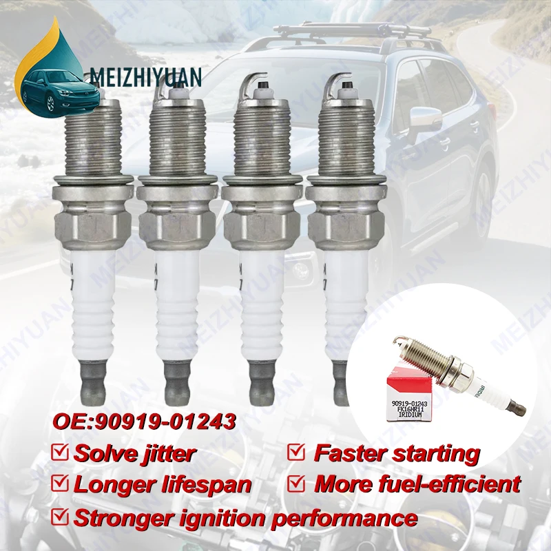 4PCS 90919-01243 FK16HR-11 Dual Iridium Spark Plug For Toyota Auris Premio Ractis Urban Cruriser 1.5L 1NZ-FE Allion 2005-2016