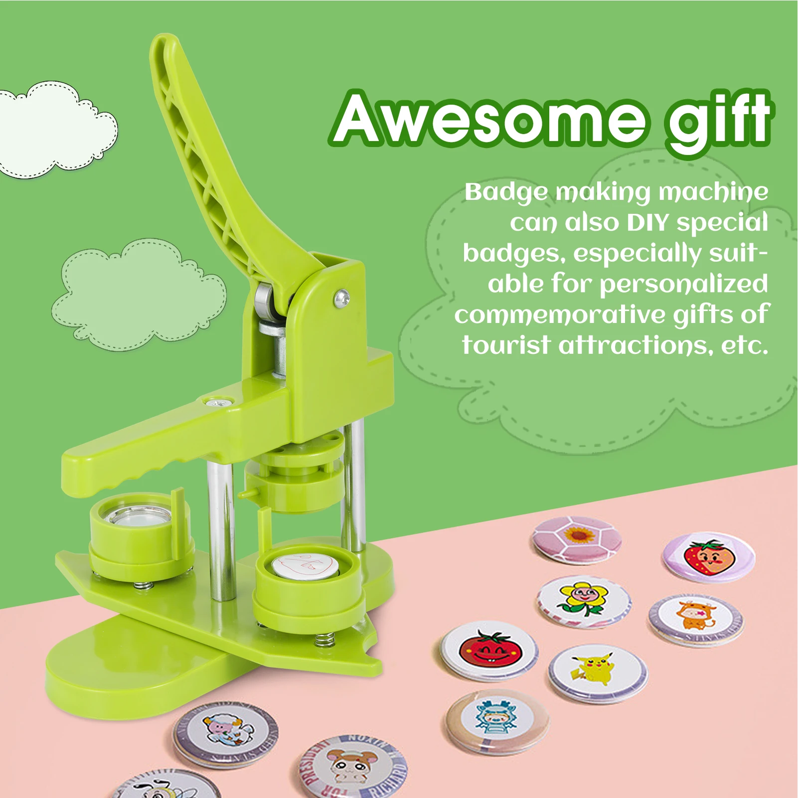 Picture 7: Button Maker Machine, 1'' (25mm) Installation-Free DIY Pin Button Maker Press Machine Kit asy to Operate