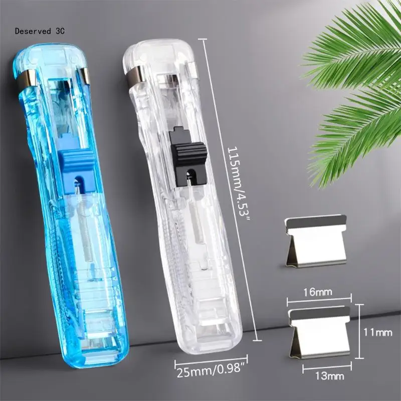 Clear File Clamp Dispenser Set with 8 Pcs Refill Clips 50 Pcs Metal Refill Clamp