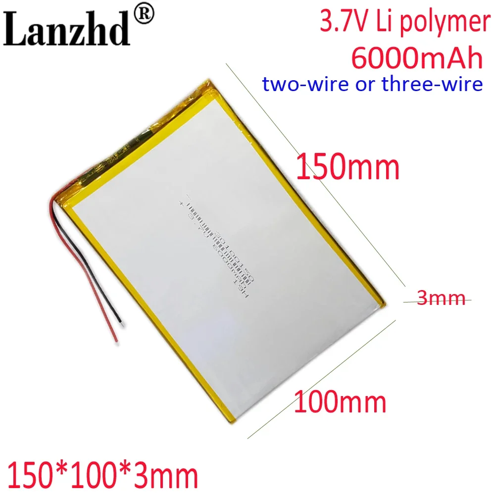 

lithium polymer battery 3.7V 6000mAh For V819 3G Tablet PC built-in battery Rechargeable 30100150 31101151 33100150 35100150