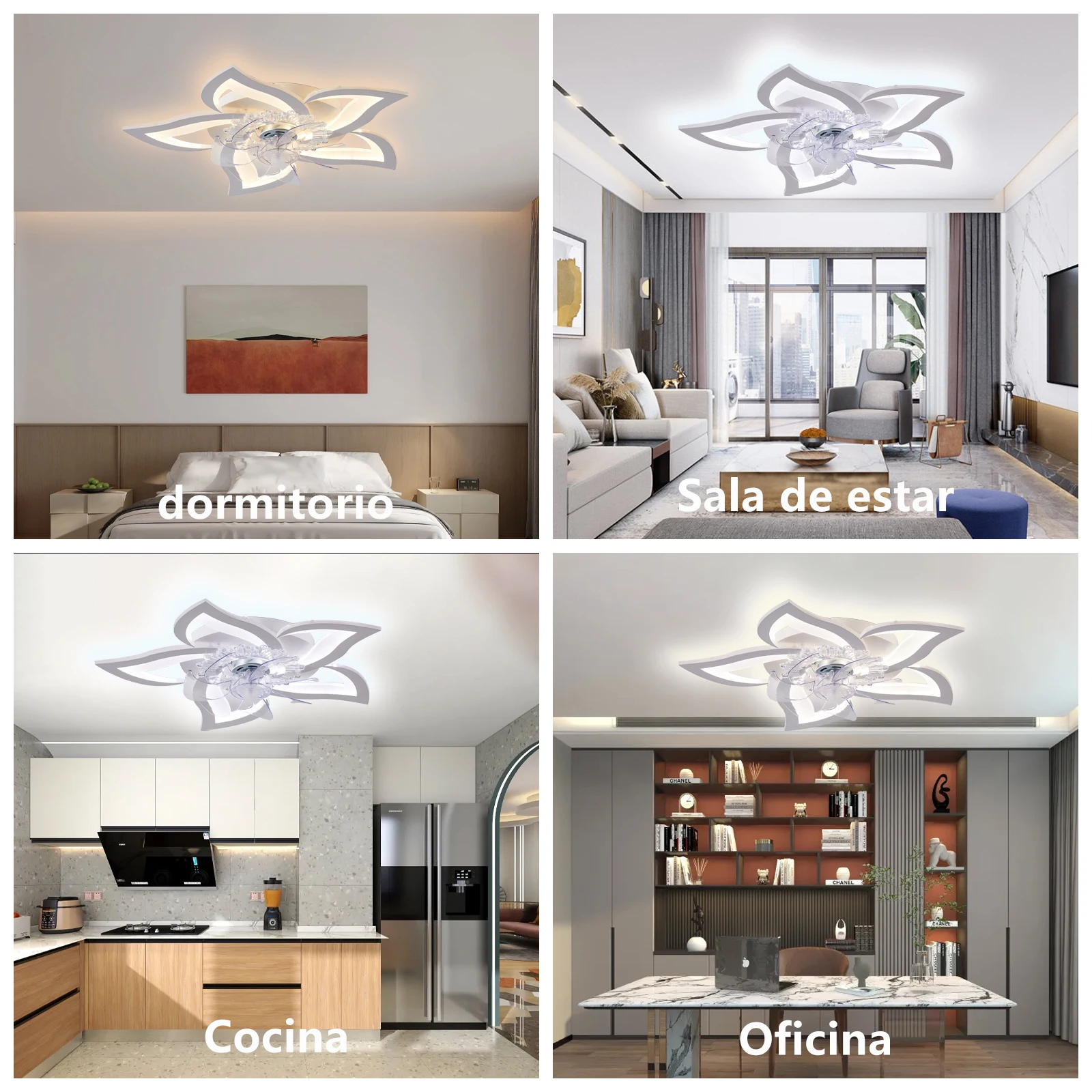 LED Leise Deckenventilator mit Beleuchtung, 50W Deckenventilator mit Licht Dimmbare Lampe mit Ventilator Wohnzimmer Küche 64cm – Detail 8