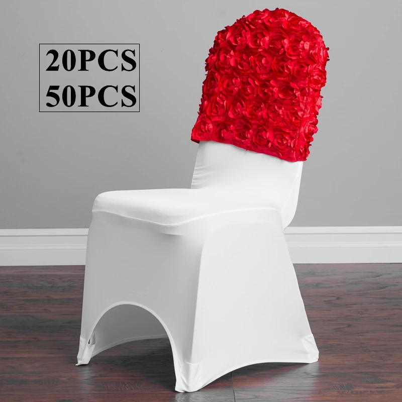 50 20pcs Satin Rosette Chair Cap Hood Fit For Lycra Spandex Chair Cover Event Party Hotel Decoration