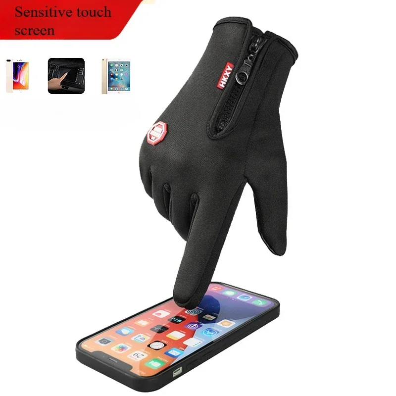 Outdoor Cycling Gloves Sports Skiing Mountaineering Gloves Fall and Winter Touch Screen Non-slip Waterproof Windproof Fleece