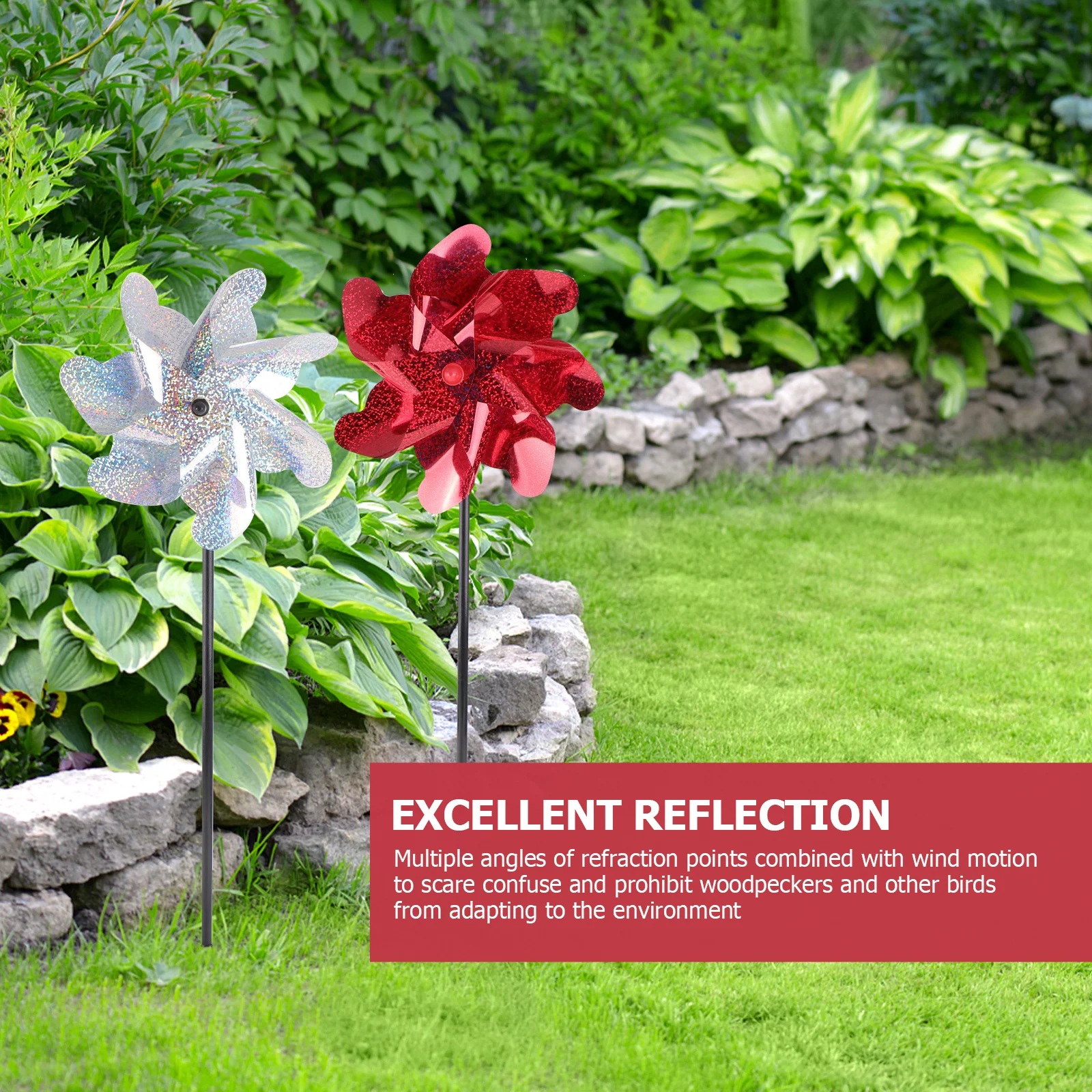 

2Pcs Reflective Bird Repellent Windmill Garden Decoration Pinwheel Drive-Off Tool Effective Bird Banishment