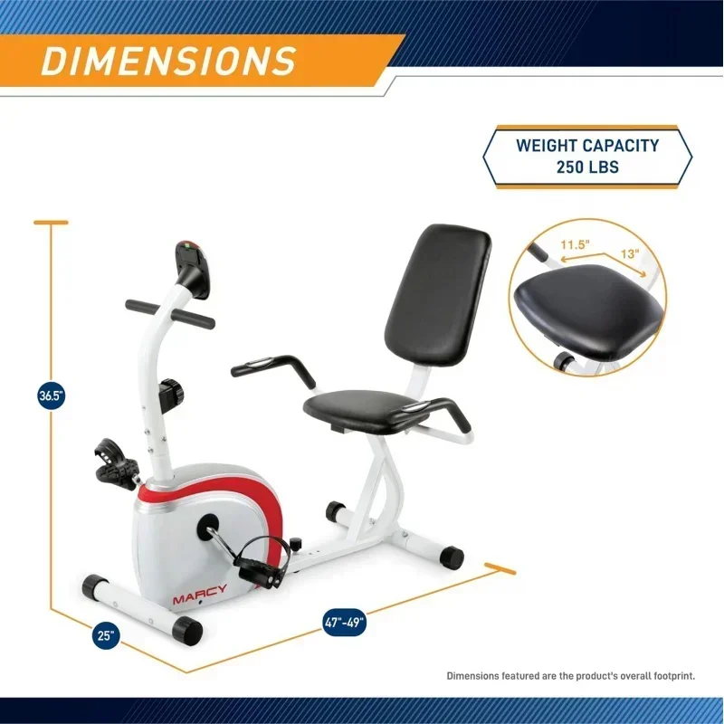 QWRecumbent Exercise Bike with Magnetic Resistance and Pulse Sensor NS-908R White 30.50 x 11.50 x 21.50 inches