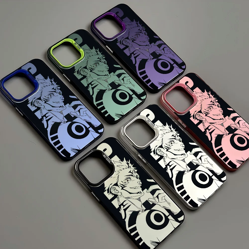 

Jujutsu Kaisen Ryomen Sukuna Anime Phone Case IMD Color Silver Shell For IPhone 16 15 14 13 12 Pro Max Plus