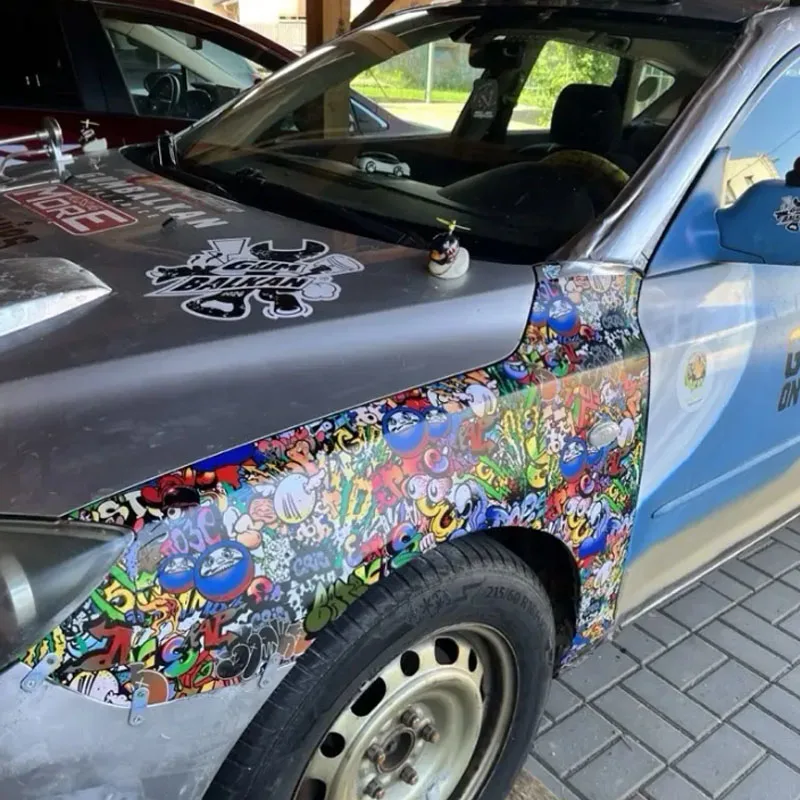Premium Cartoon Graffiti Vinyl Wrap Film Self Adhesive Skull JDM Sticker Decal Automotive Car Wrapping Foil