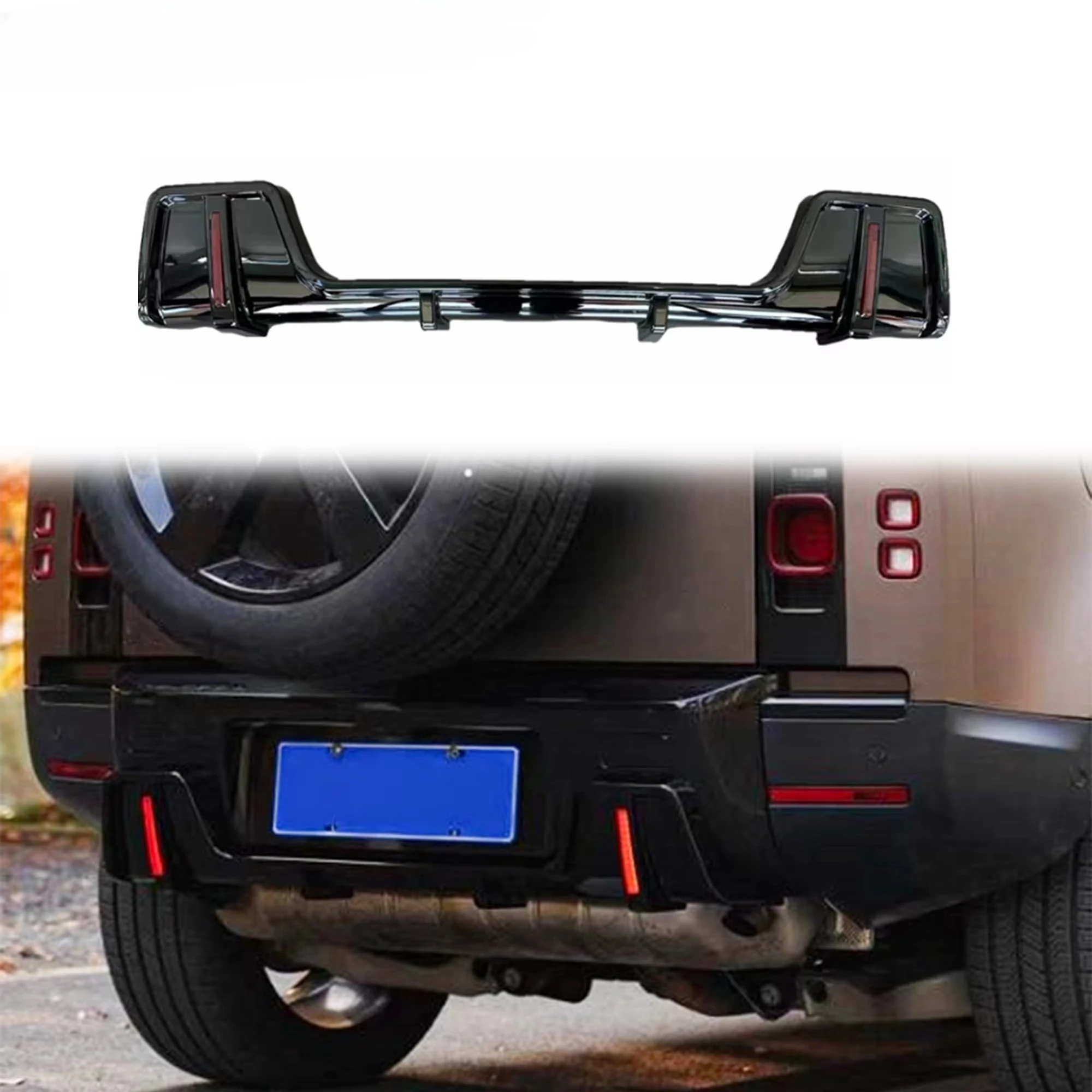 

Car Accessories Upgrade Rear Diffuser Lip Rear Lip With Led Light for Landrover Defender Accessoriescustomcustom