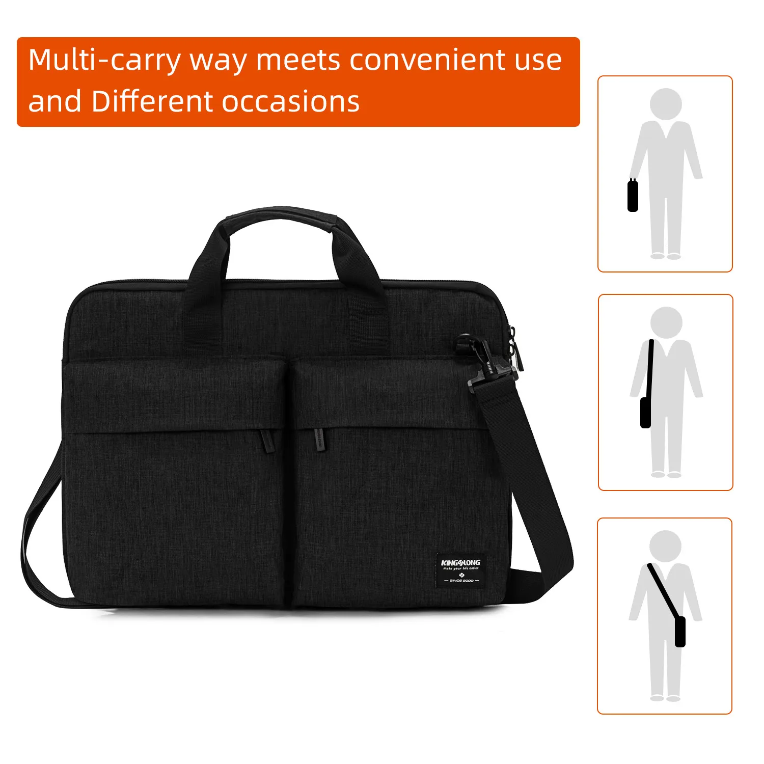 KINGSLONG-Bolso de mano para ordenador portátil, bolsa de mano de 15,6 pulgadas y 17 pulgadas con bola de esponja suave interior, antiestática, a prueba de golpes, para negocios al aire libre