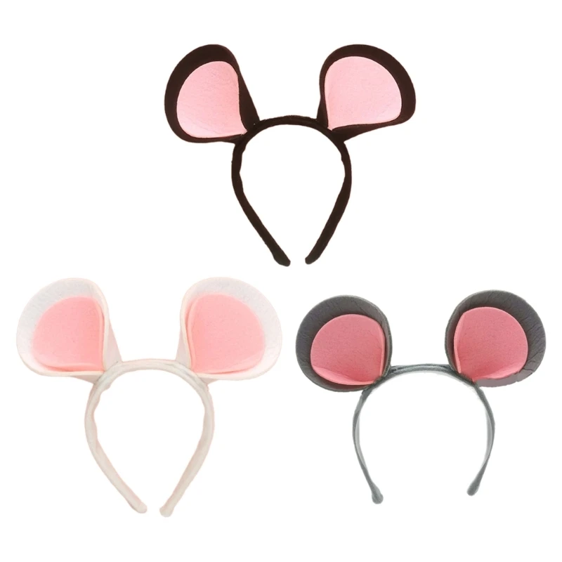 652F New Year Celebration Hairhoop Cute Mouse Ear Hairband Funny Headhoop Costume Headdress Child Adult Halloween Headwear