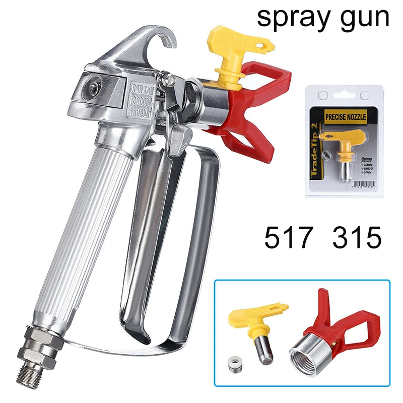 3600PSI High Pressure Airless Paint Spray Gun With 315 517 Spray Tip & Nozzle Guard Pump Sprayer Paint Putty Sprayer Gun