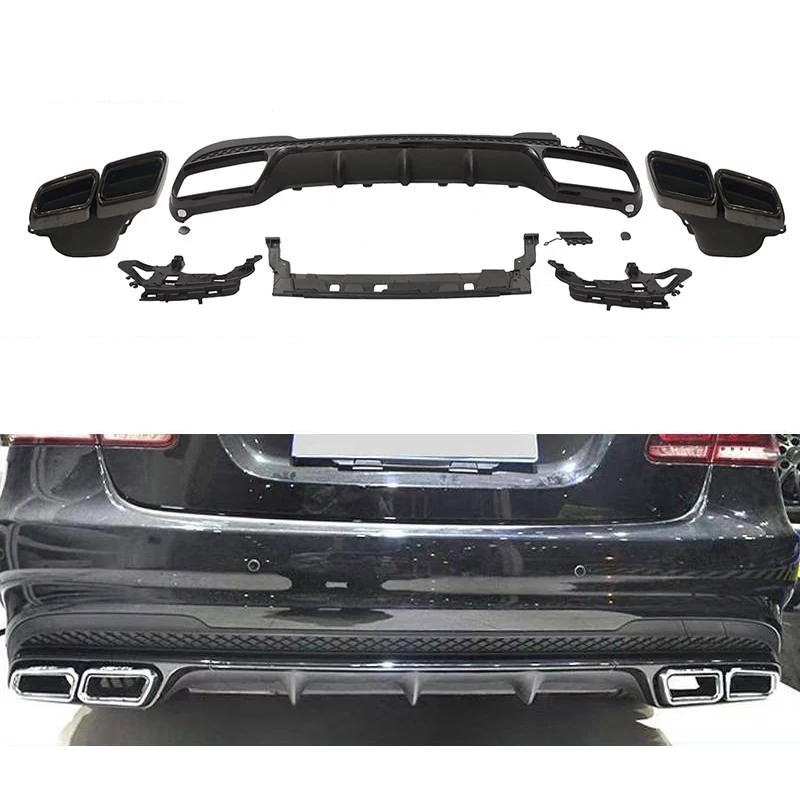 

W212 AMG style rear diffuser car exterior accessories bumper splitter with exhaust for E class