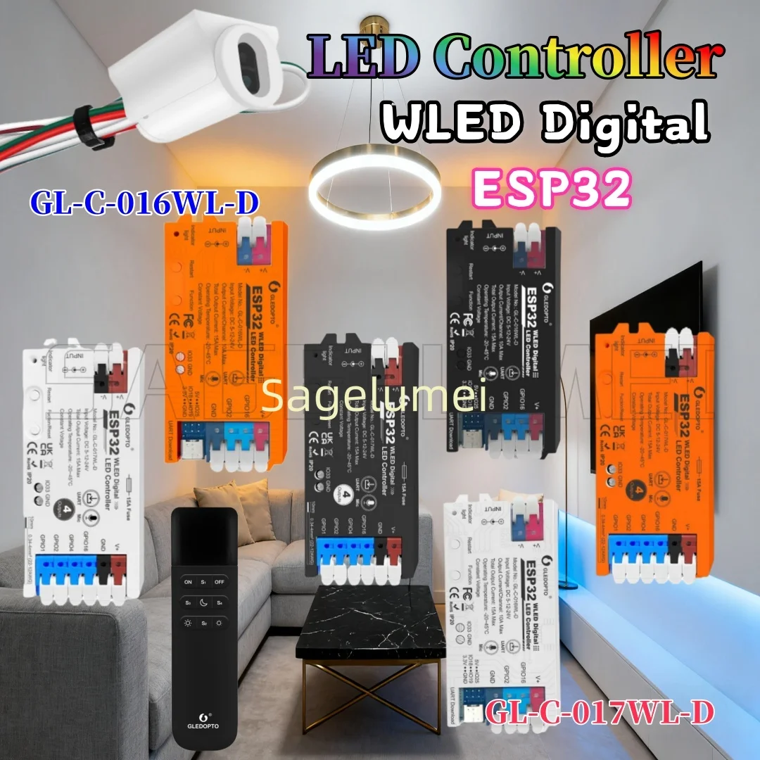 

ESP32 WLED LED Controller Kit 4Outputs Built in Microphone Pin IR Switch Sensor Plus Switch Dynamic Lights WS2811/2812 SK6812