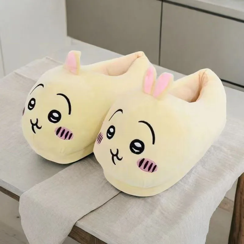 Kawaii Chiikawa Hachiware Usagi Plush Slippers Warm Soft Autumn Winter Wrapped Around Home Slippers Girls Cute Festival Gifts