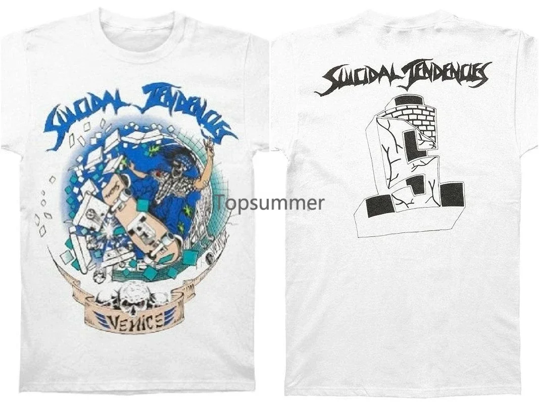 Fashion Suicidal Tendencies Men Venice Skater T-Shirt White Cotton Short Sleeve Mens Funny Cool T-Shirt