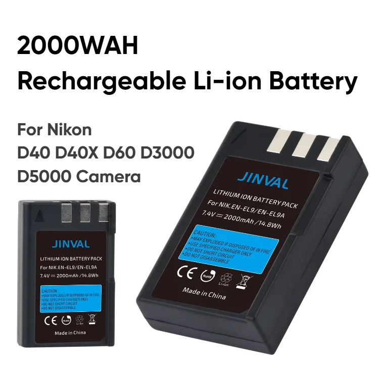 

EN-EL9 Li-ion Rechargeable Battery, 2000mAh Batteries EN-EL9A ENEL9+PD20W Dual Fast Charger for Nikon D3000 D5000 D40 D40x D60