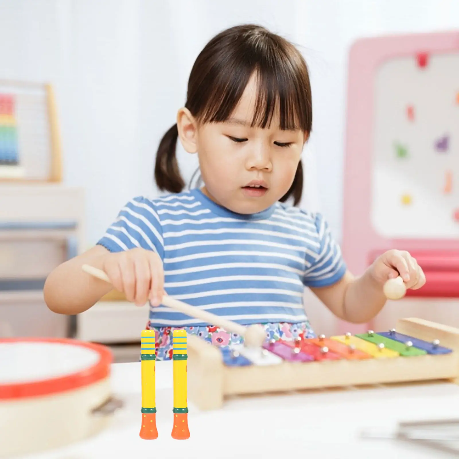 5Pcs Wooden Whistle Musical Instruments Simulation Playthings Random Color Children Birthday Party Educational Early Learning