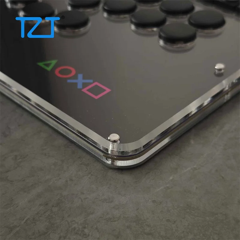 TZT HAMGEEK A16 Pro Hitbox أسود/أبيض 16 زر عصا أركيد وحدة تحكم مع مفاتيح فضية منخفضة المستوى