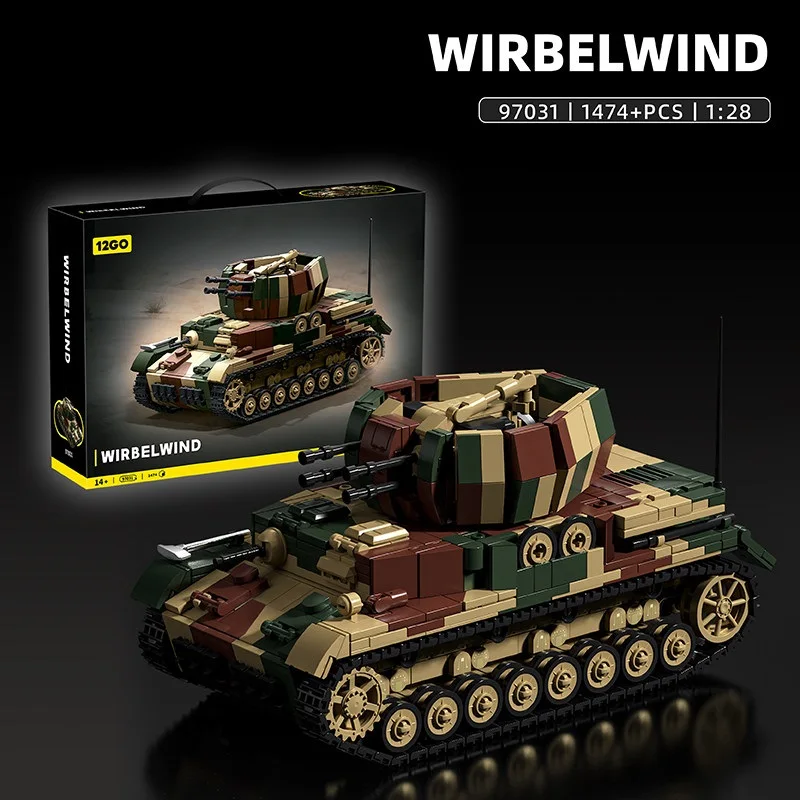 Militaire WWII Duitse Camouflage Stormdrain Luchtafweervoertuig NO.97031 Model Bouwstenen Jongens Educatief Speelgoed Geschenken