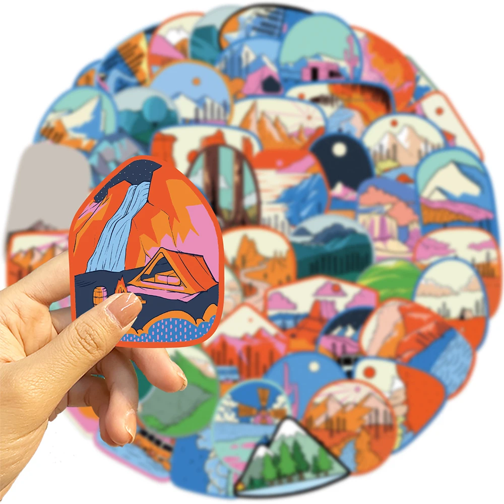 10/30/50pcs Cartoon Outdoor Camping Stickers Travel Decals DIY Phone Case Guitar Laptop Diary Funny Graffiti Sticker Decoration