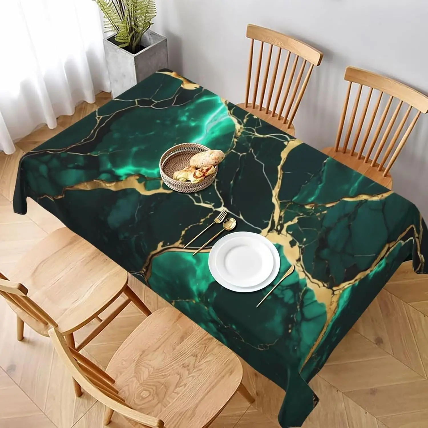 Marble Texture Rectangle Tablecloth Holiday Party Decor Reusable Cyan Green Gold Marble Table Cloths Kitchen Dining Table Decor