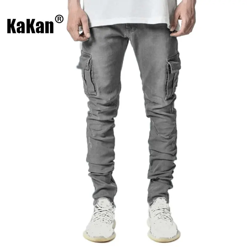 Kakan - High-end Slim Elastic Multi-pocket Leg Jeans, New Skinny Jeans K016-MGD8 In Europe and America