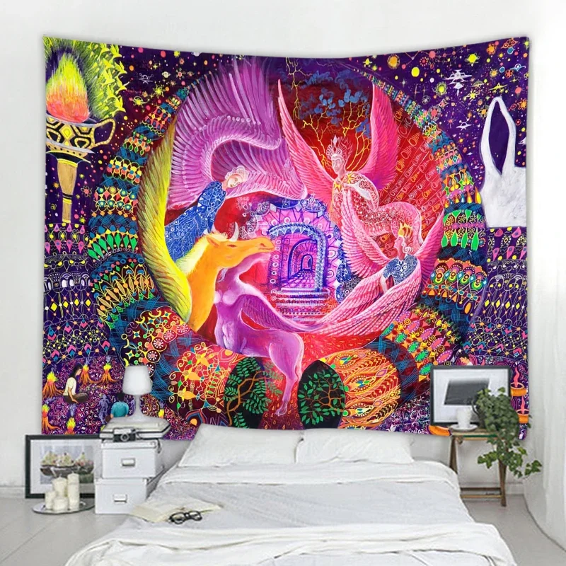 Skull Psychedelic Wall Decoration Tapestry Curtain Wrestling Bohemian Hippie Wall Decoration Tapestry Curtain Wall