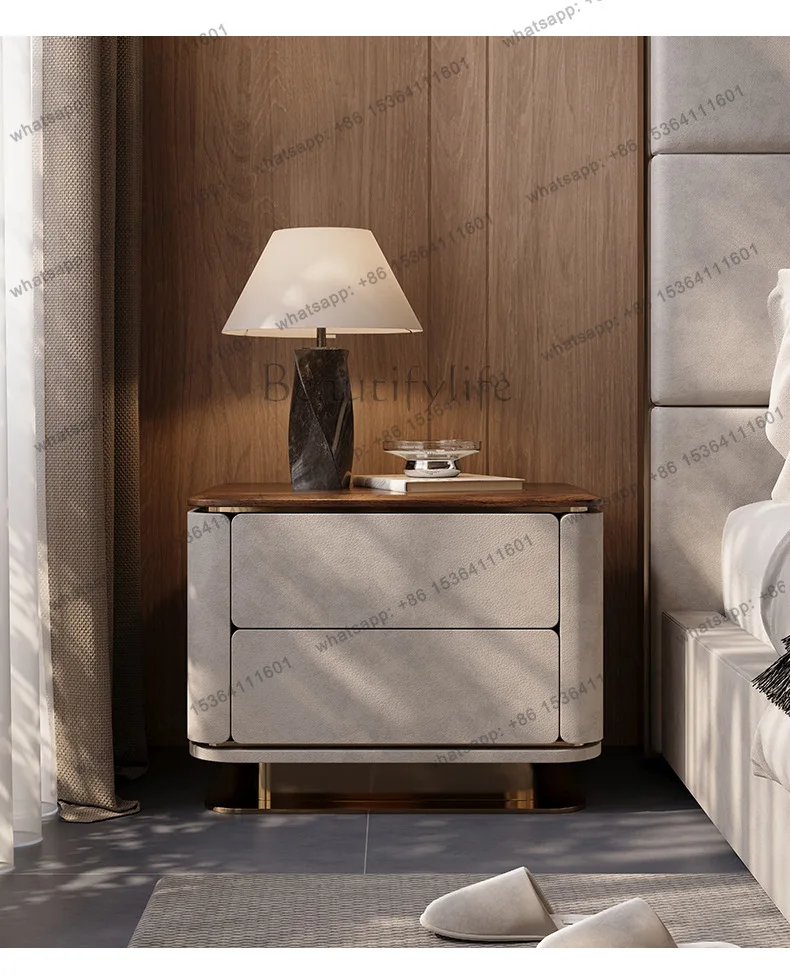 YJ North American black walnut bedside table Italian bedside table light luxury home design bedside table