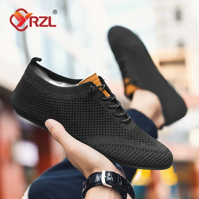 YRZL Mesh Loafers Men Driving Moccasins Thin Bottom Flats Walking Shoes Breathable Non Slip Casual Loafers Summer Men's Shoes