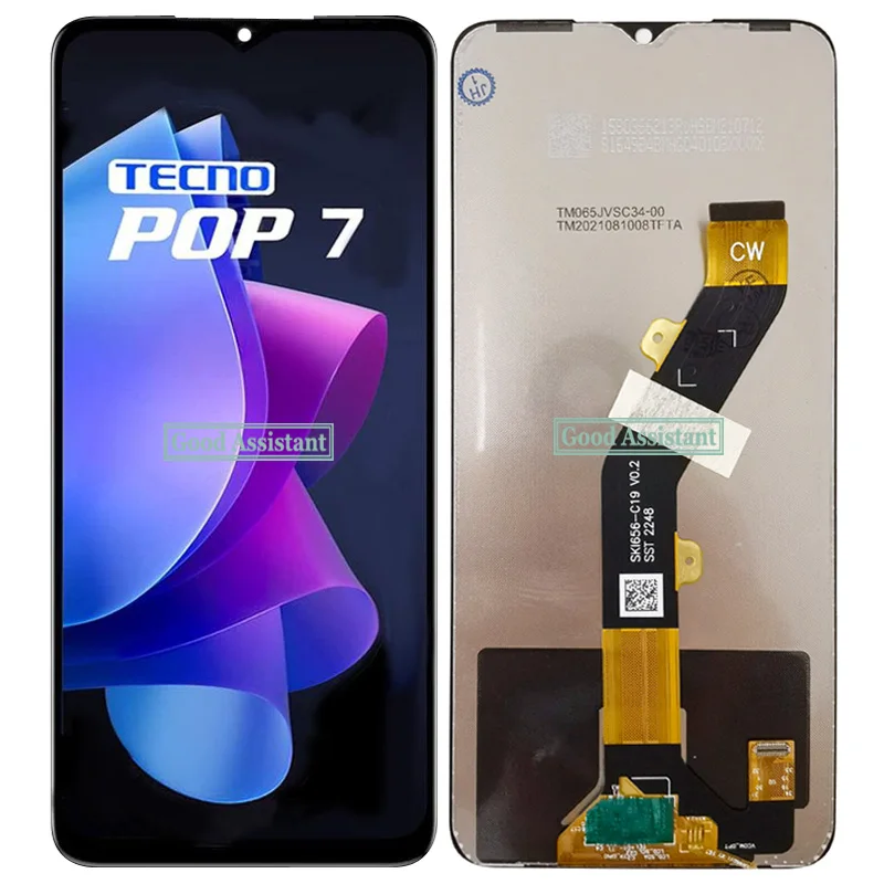 6.6 بوصة أسود لـ Tecno Pop 7 Pop7 BF6 BF7 شاشة LCD تعمل باللمس محول الأرقام لوحة الجمعية استبدال/مع الإطار