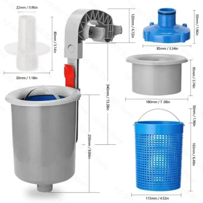 Wall Mount Swimming Pool Surface Skimmer Filter Adjustable Bracket Pool Floating Leaves Debris Collector Pool Cleaning Accessory