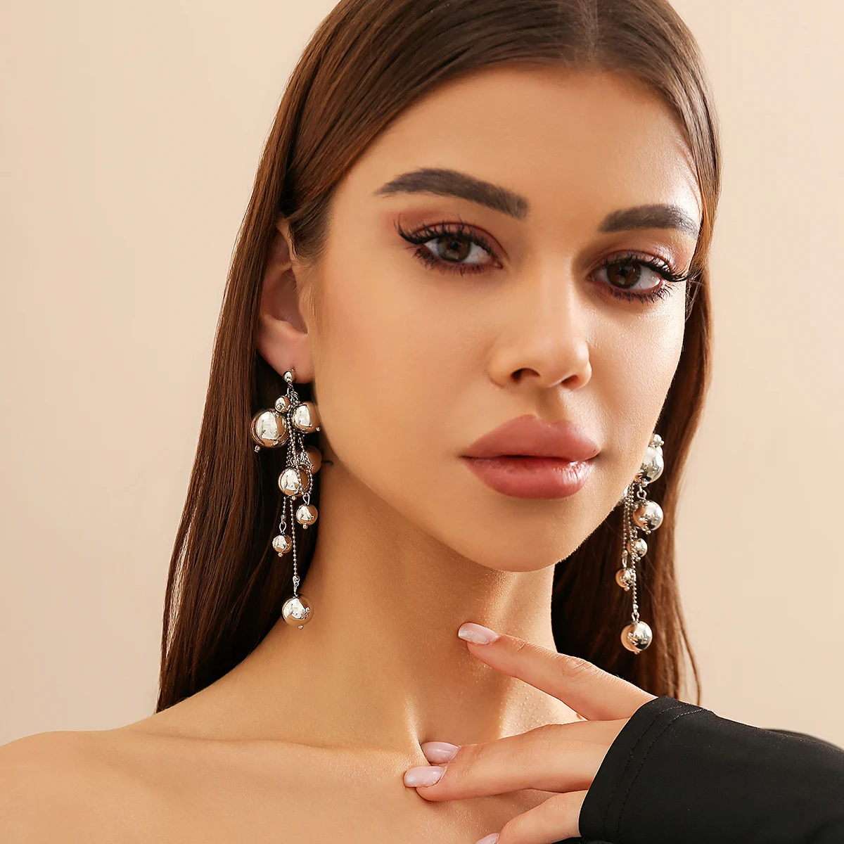 Elegant Big CCB Ball Tassels Pendant Drop Earrings for Women Trendy Ladies Long Earring Hanging Accessories 2024 Fashion Jewelry
