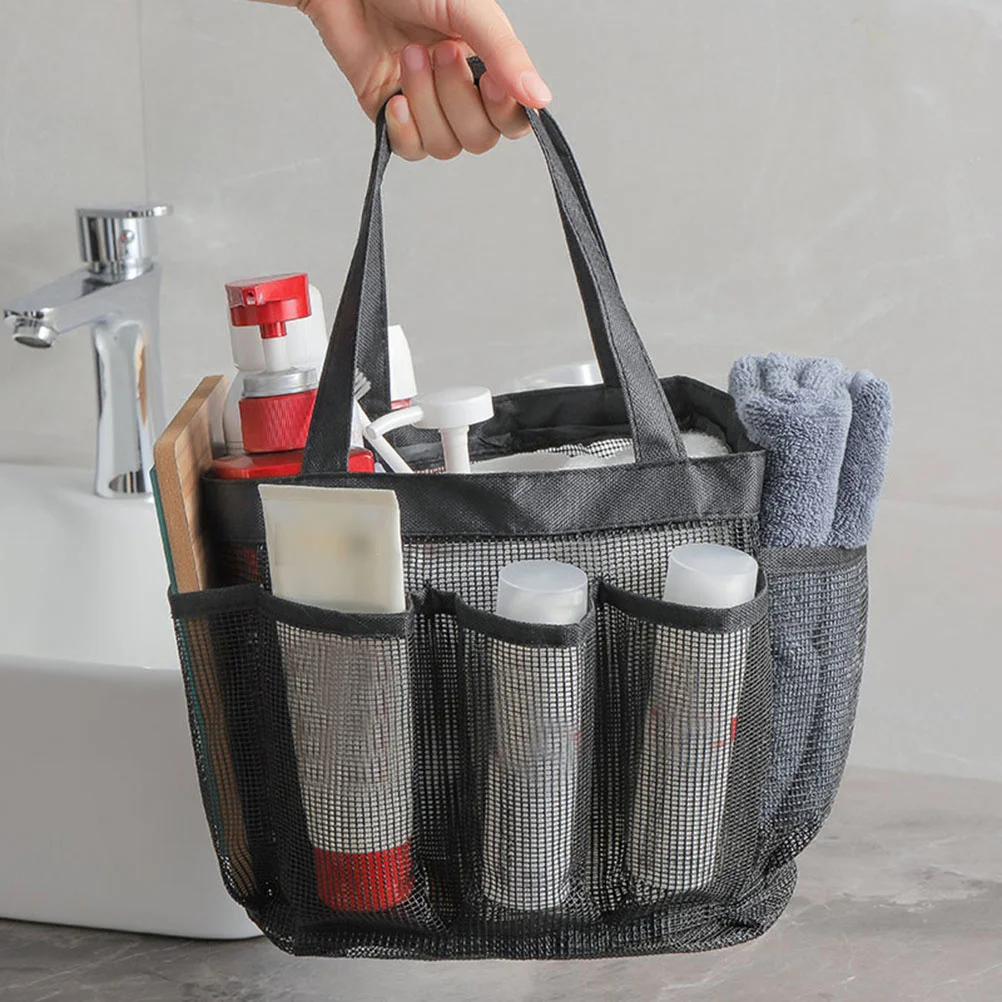 

1Pcs Travel Bag Grey Lattice Mesh Portable Toiletry Pouch Large Capacity Wash Beach Storage Handbag Multipurpose Outdoor