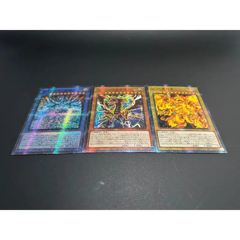 3pcs/set YuGiOh I:P Masquerena Egyptian God Slifer Sky Dragon DIY Refraction Flash Card Anime Classics Game Collection Cards Toy