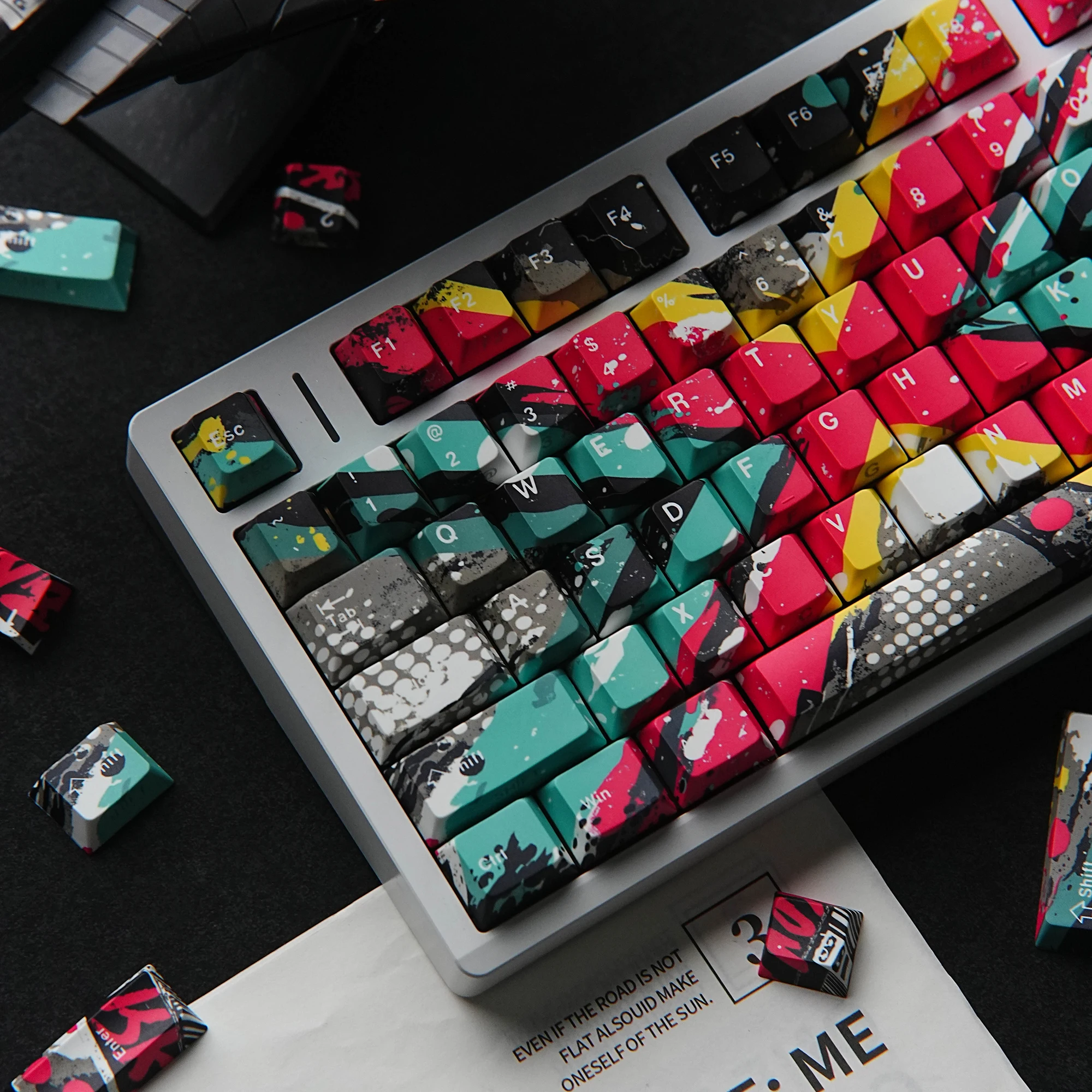 X01 Keycaps Dye-Sub PBT Side Light Cherry Profile Spanish Arabic French German Russian For Mechanical Keyboard Rainy 75