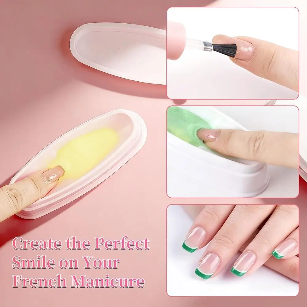 

Portable Nai Art Nail Dip Container Ergonomic Reusable French Manicure Trays DIY Dipping Powder Trays Manicure Accessory