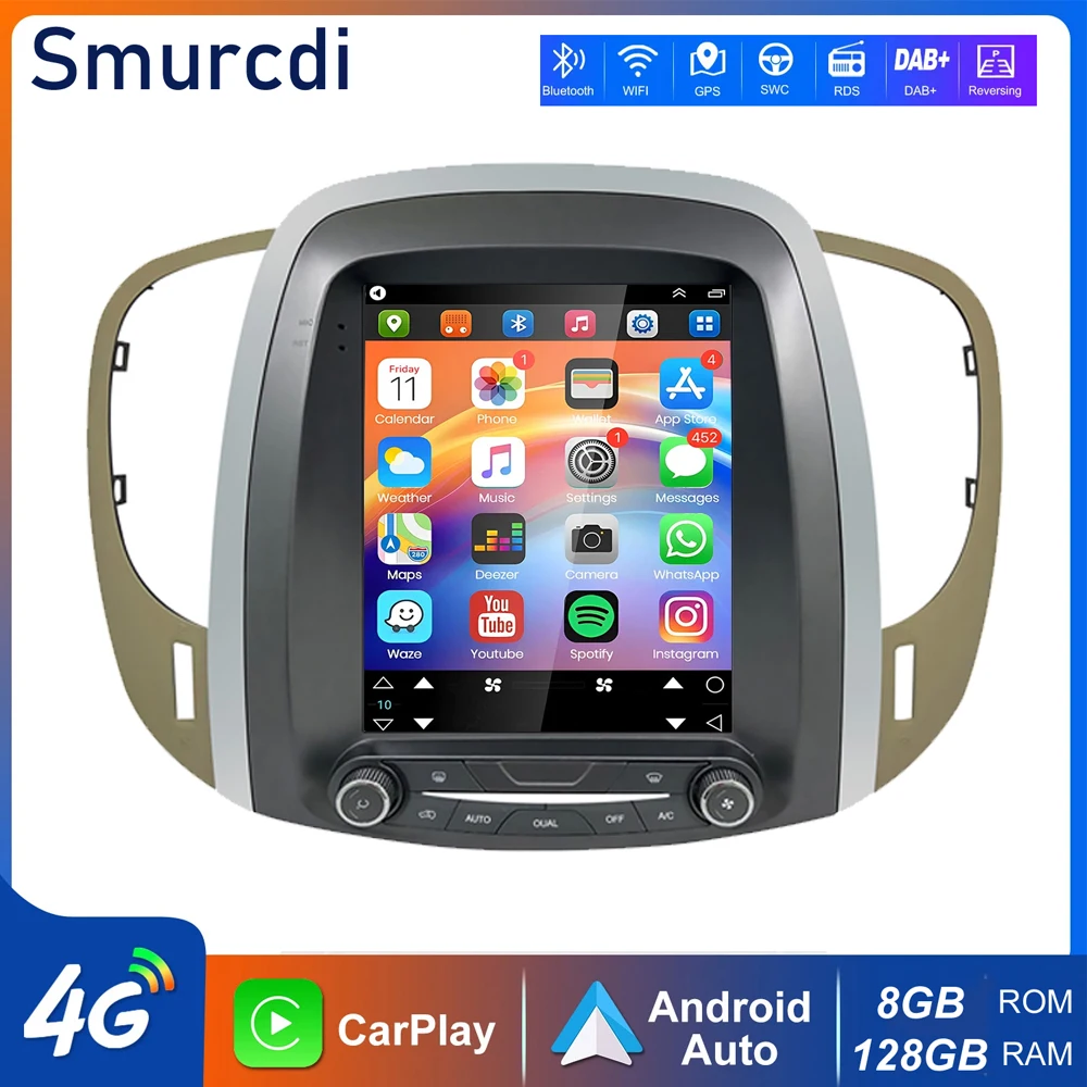 Android 16 CarPlay Auto For Buick Lacrosse GM Alpheon 2009-2012 Car Radio Navigation Vertical Screen Multimedia Stereo Head unit